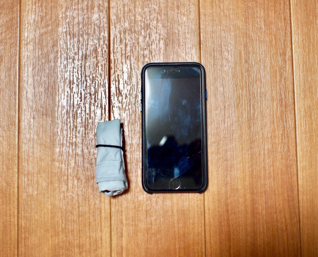 パラグライダークロスたためる巾着のサイズ比較