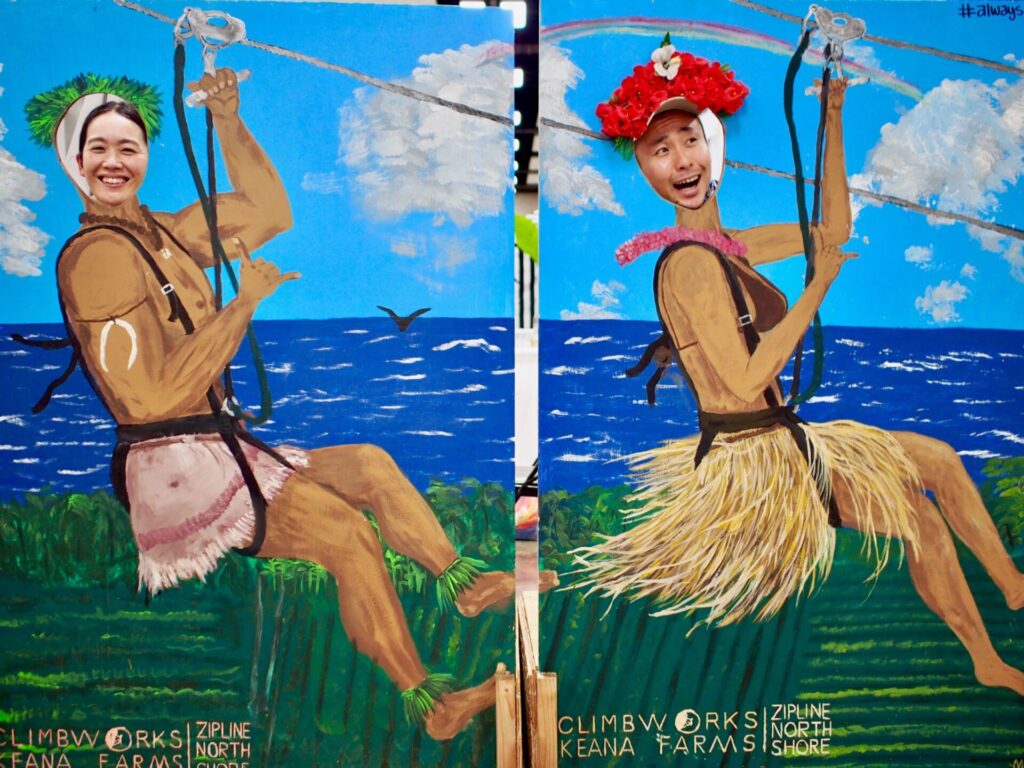 ホノルルマラソン 地元企業の顔ハメ写真コーナー