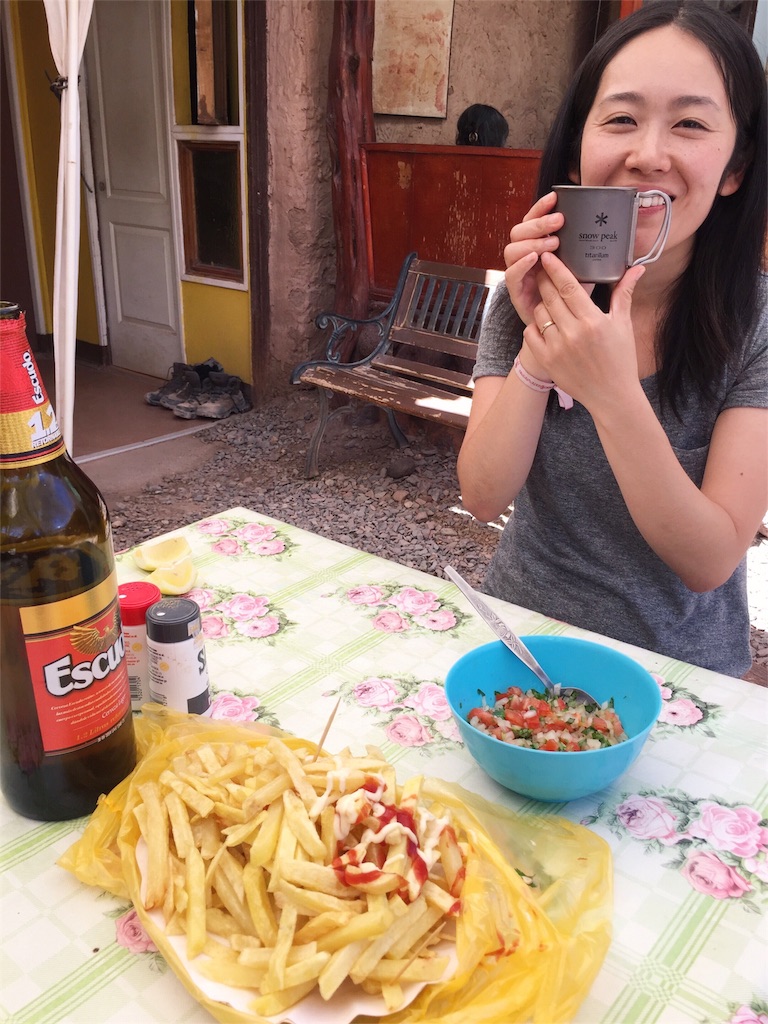 連日自家製サルサとパパタスフリタスで晩酌