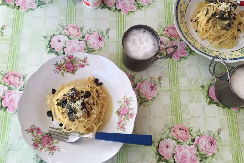 この日の晩ごはんは和風パスタ