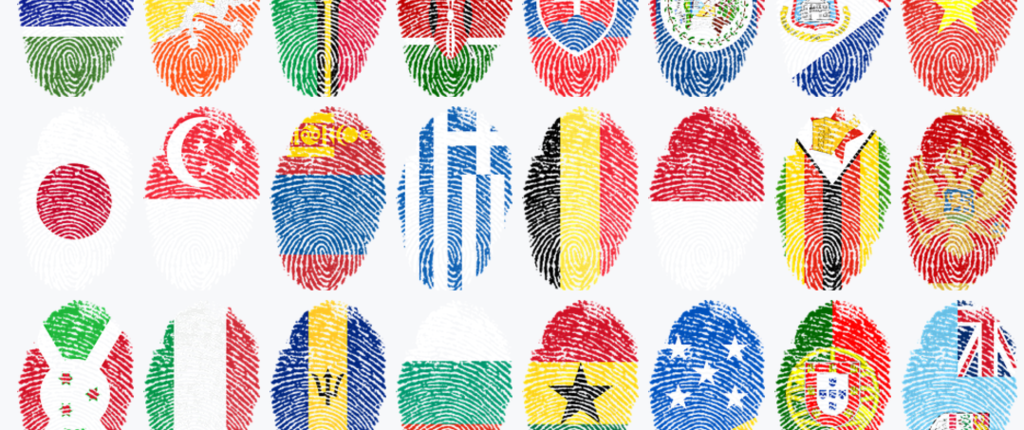 国旗の指紋がたくさん パスポートイメージ画像