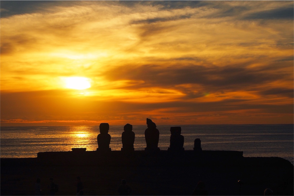 イースター島の夕陽とモアイその2