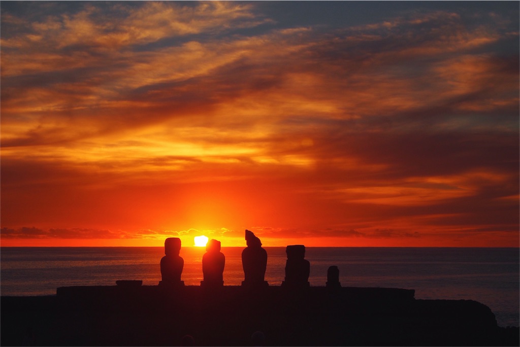 イースター島の夕陽とモアイその3