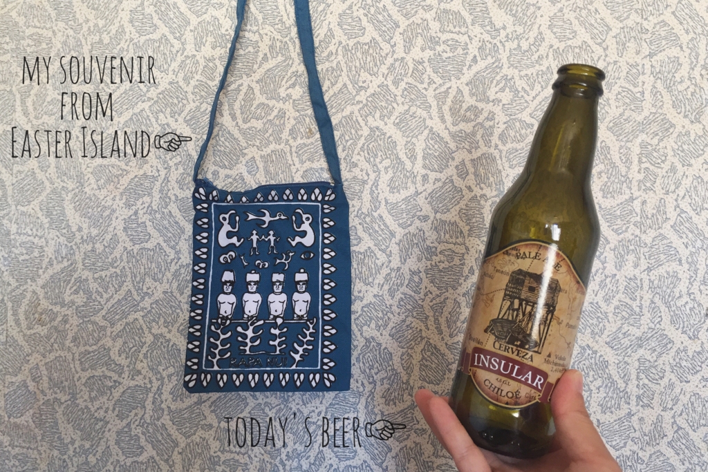 チロエ島のビールとイースター島のポシェットのコラボ(笑)