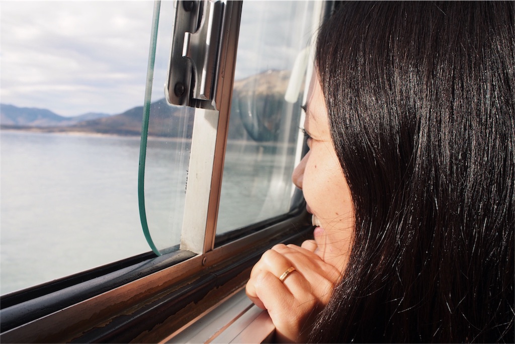 ペリトモレノ氷河へ向かいながらわくわく♡