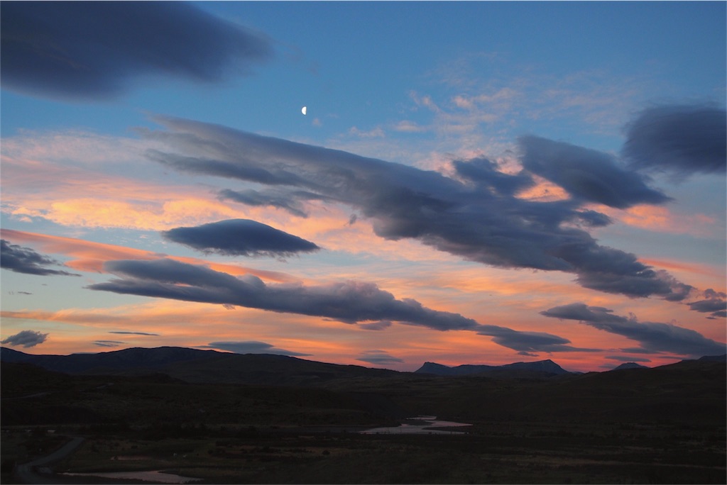 パイネ国立公園のきれいな夕焼け