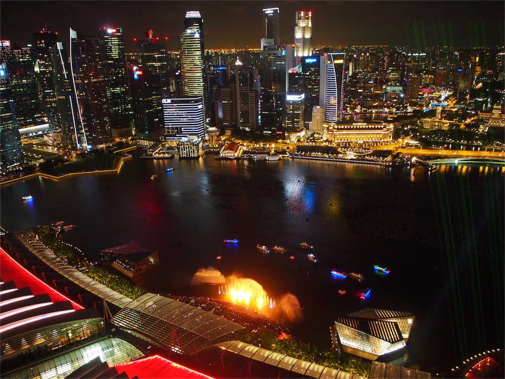 辺りが暗くなりライトアップの美しい夜景