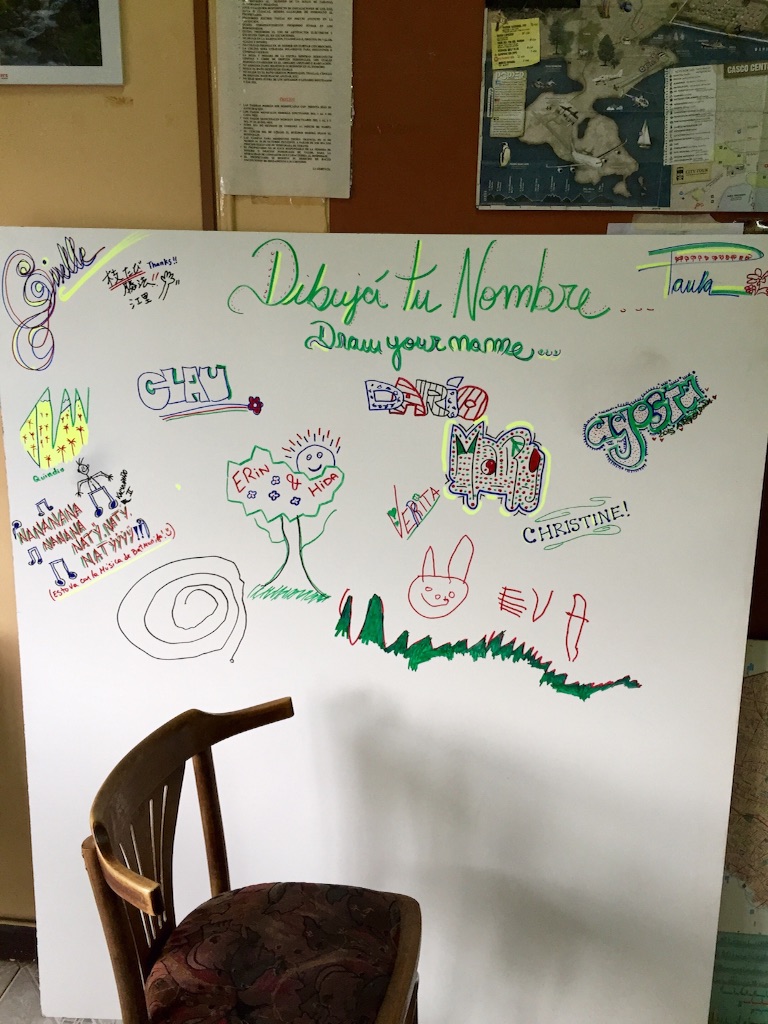 ウシュアイアの宿のウェルカムボード