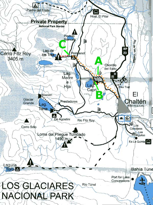 フィッツロイのトレッキングルート