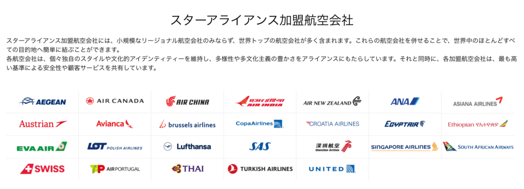 スターアライアンス加盟航空会社一覧