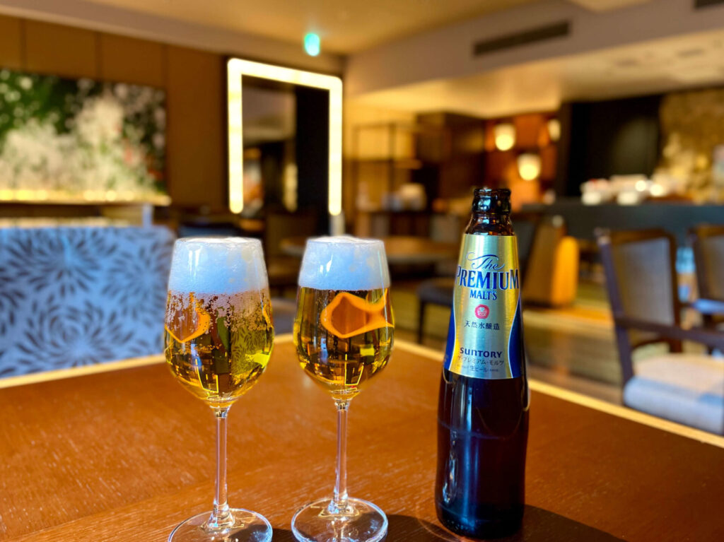 グランドプリンスホテル新高輪 クラブラウンジ プレモルで乾杯