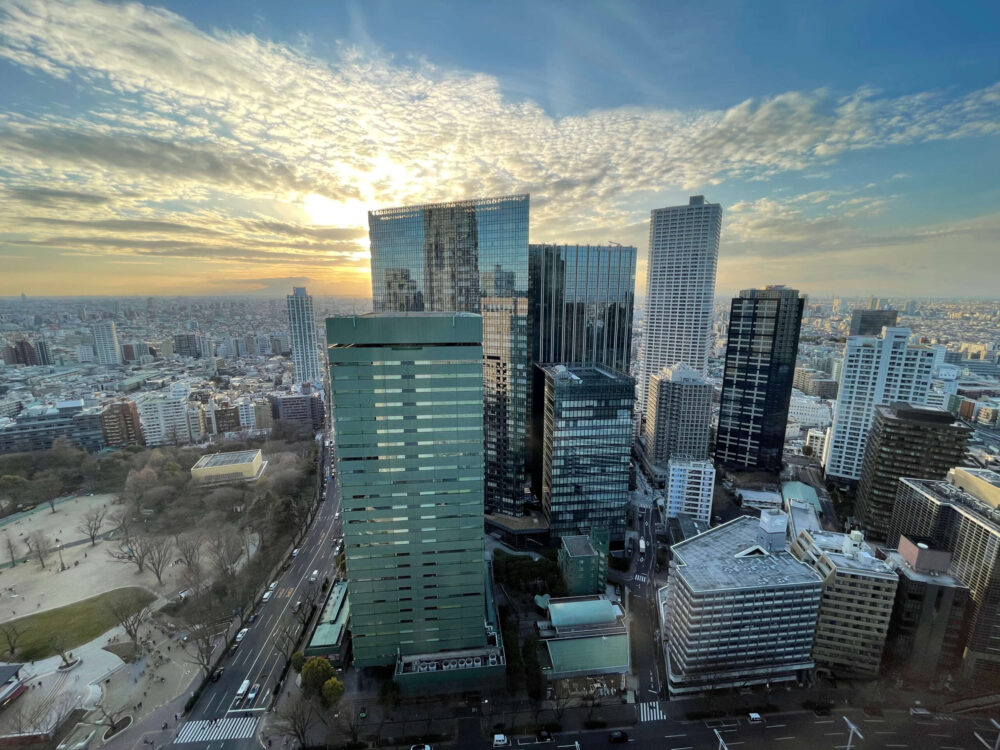 ヒルトン東京 エグゼクティブラウンジからの眺め(夕景)