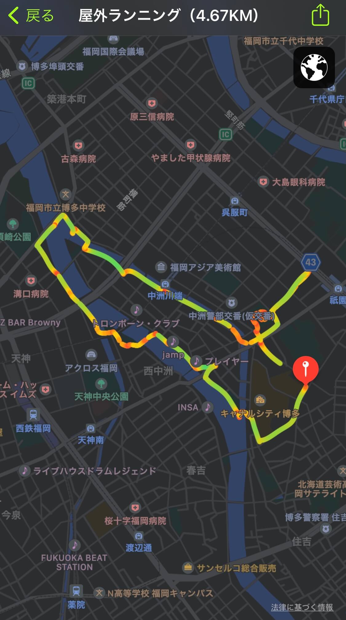 ドーミーインpremium博多 旅ラン 中洲一周コース