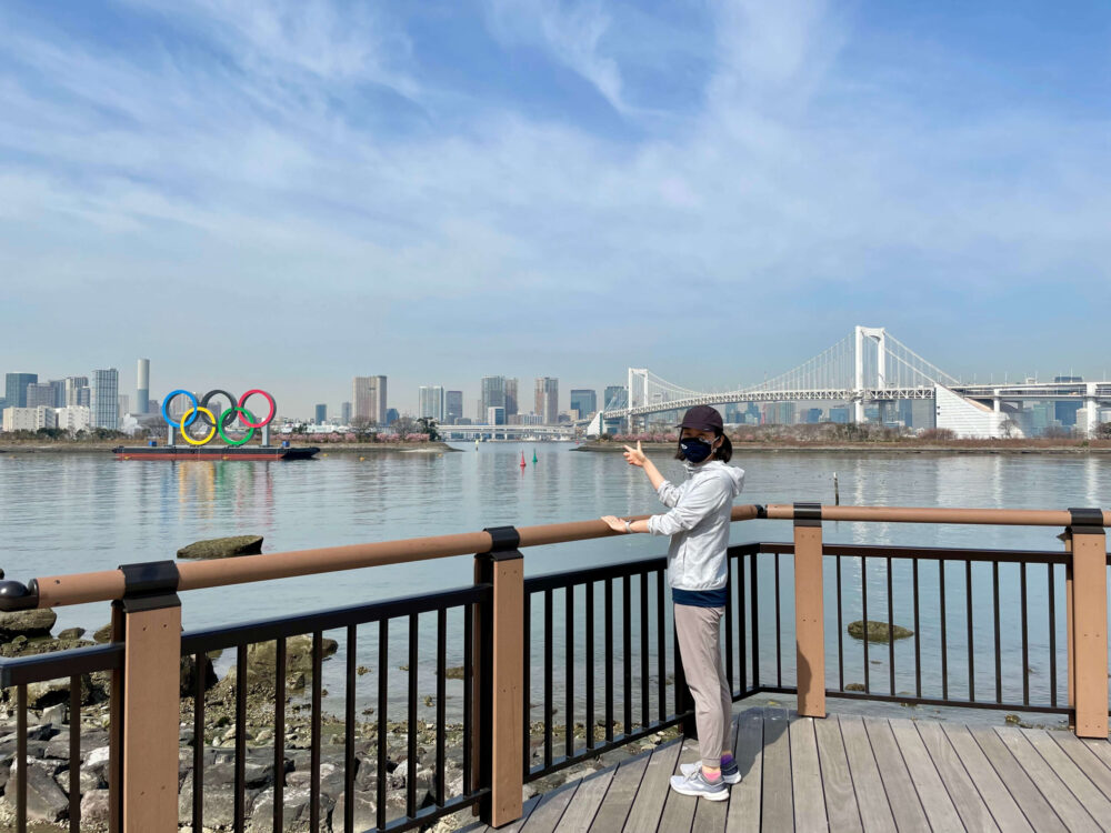 旅ラン ヒルトンお台場 レインボーブリッジと五輪エンブレム
