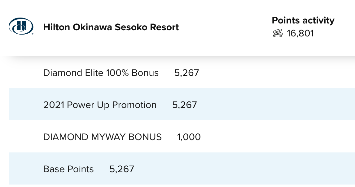 ヒルトン瀬底で得たヒルトンポイント