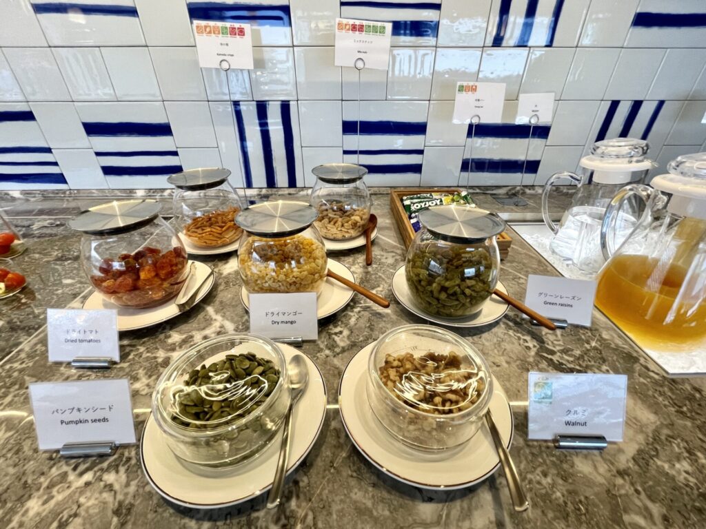 ヒルトン長崎 エグゼクティブラウンジ ドライフルーツやナッツ