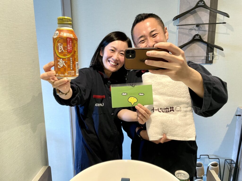 ラビスタ東京ベイ 館内着で記念撮影