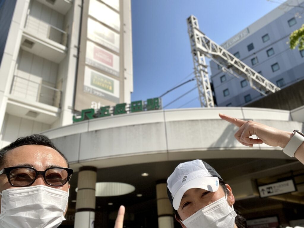 山手線一周　徒歩　五反田で記念撮影