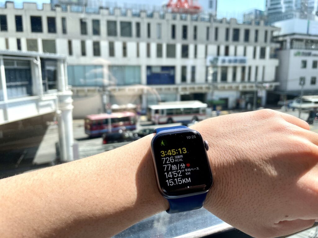 山手線一周　徒歩　15km通過