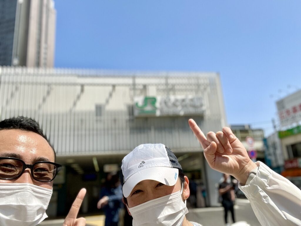 山手線一周　徒歩　代々木で記念撮影