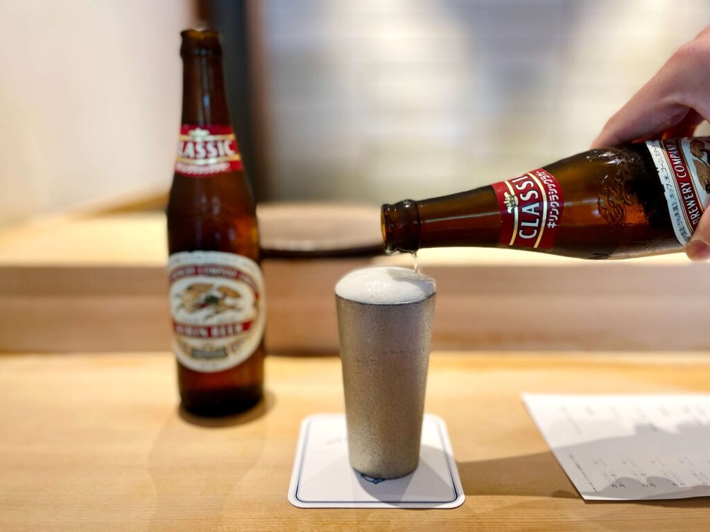 「鮨 大いにおまかせ」平日限定ランチメニュー かるくおすすめ 瓶ビール