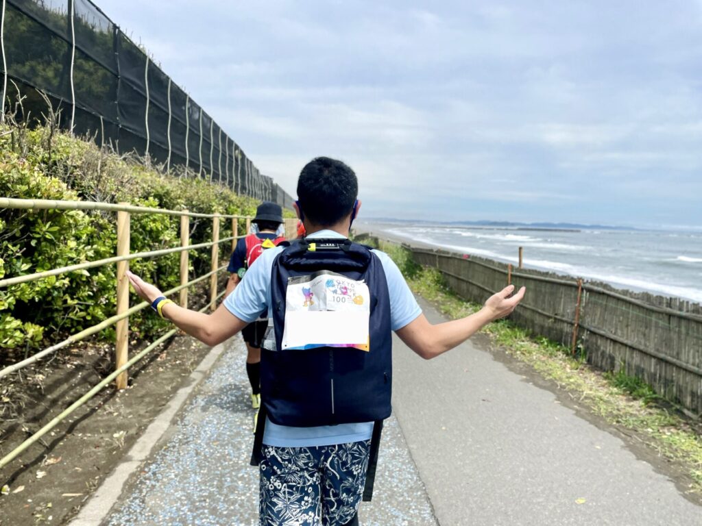 「東京エクストリームウォーク100」茅ヶ崎柳島海岸での様子