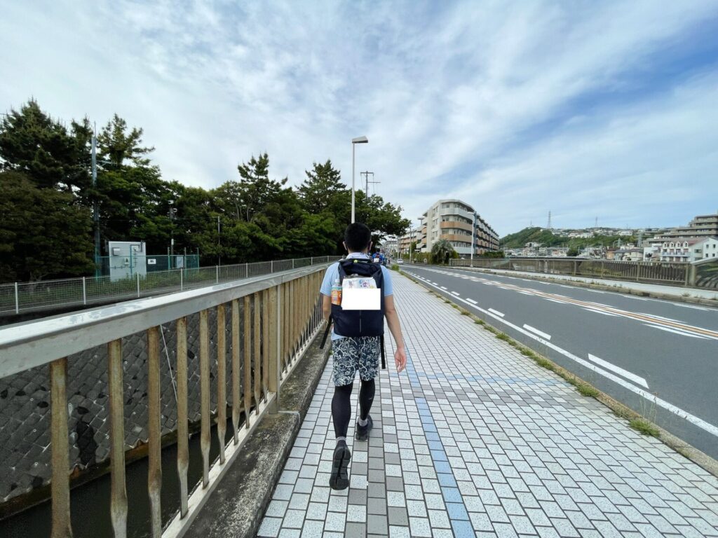 「東京エクストリームウォーク100」第1CP後 市街地ルートにて