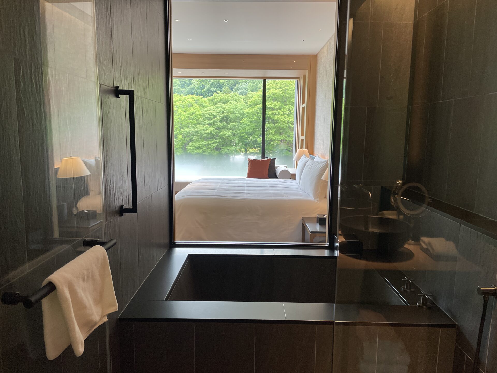 「ロク京都」プレミアデラックス 浴室からの眺望