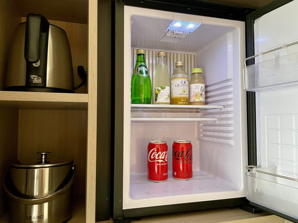 ヒルトン広島 エグゼクティブルームではミニバーの中身は無料