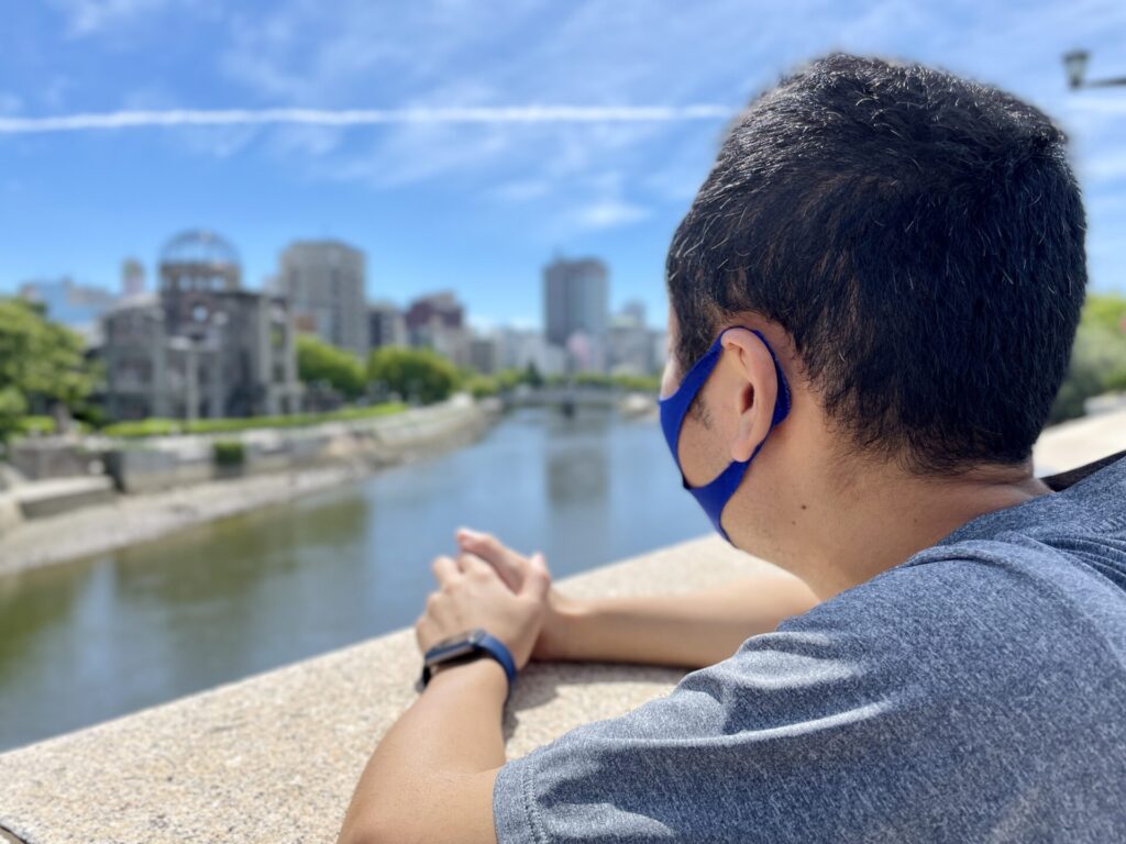 広島 旅ラン 相生橋から原爆ドームを眺める