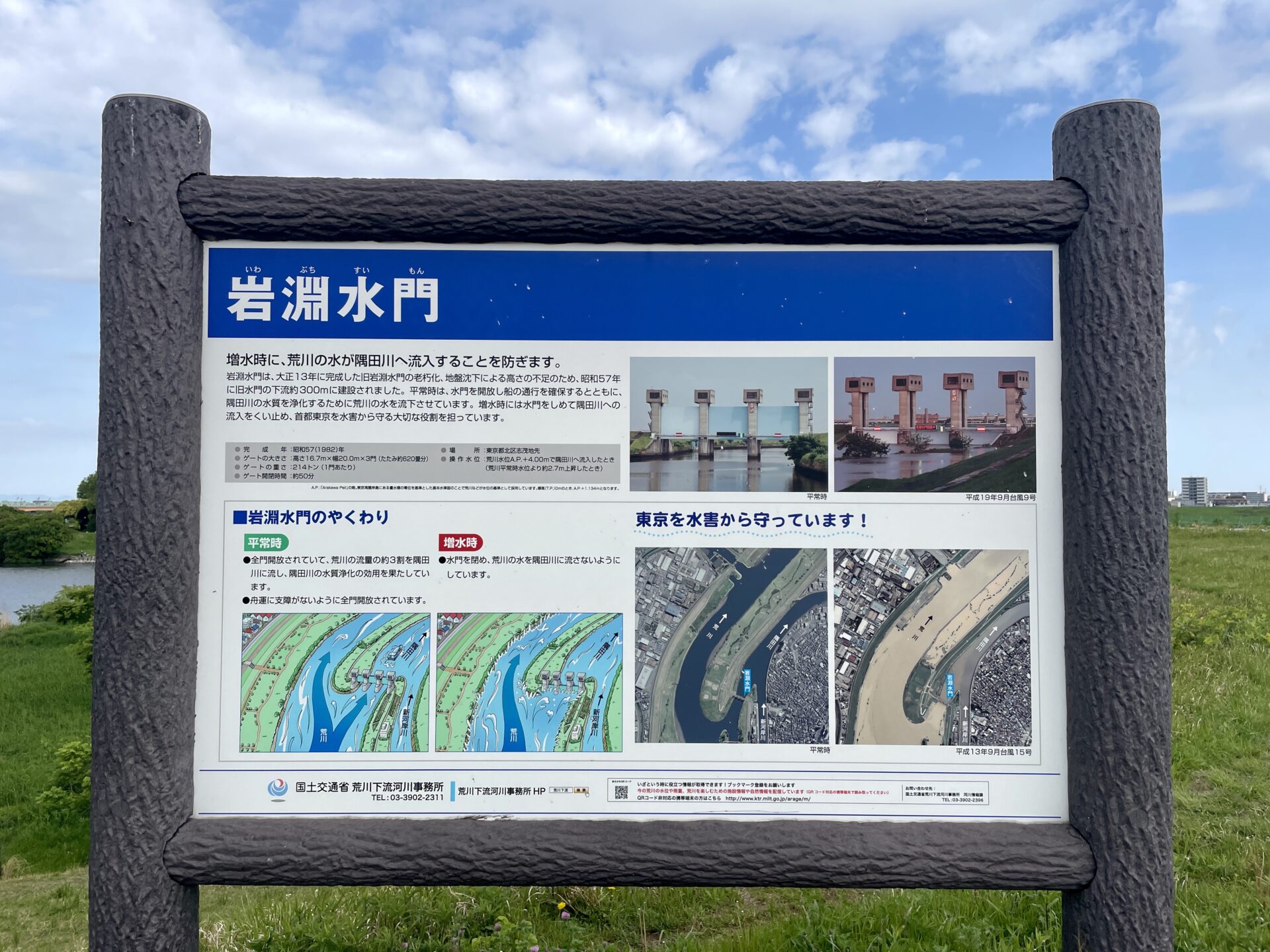 隅田川ウォーキング 岩淵水門の説明