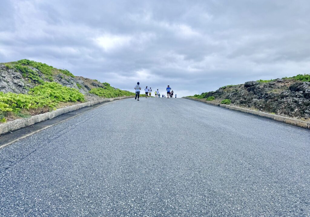 「17ENDハーフマラソン」いよいよ急坂を超えて白鳥岬へ