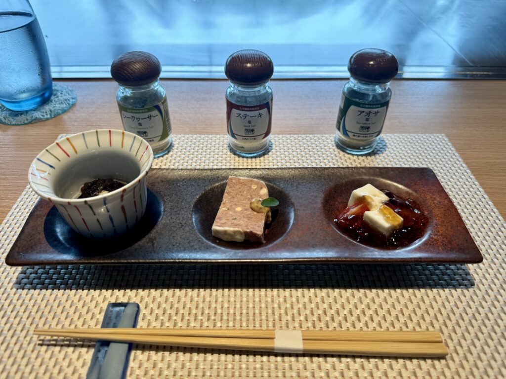 宮古島 ユキシオステーキ ランチ 前菜3種 おすすめ雪塩付き