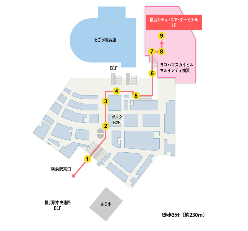 「湘南国際マラソン」横浜駅東口-YCATのマップ