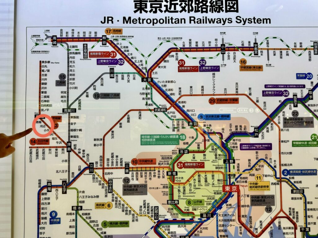 JR 東京近郊路線図 青梅マラソン 最寄駅 河辺
