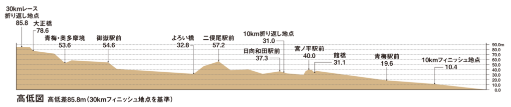 青梅マラソン 高低図