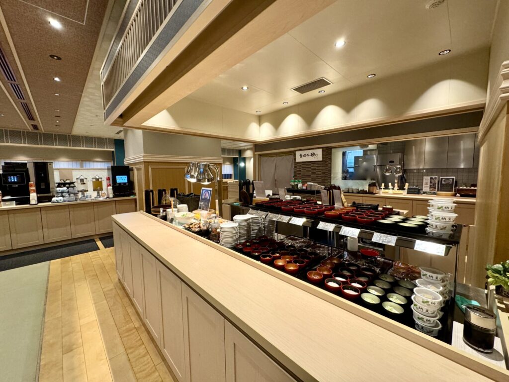 御宿野乃松本 朝食 ビュッフェカウンター