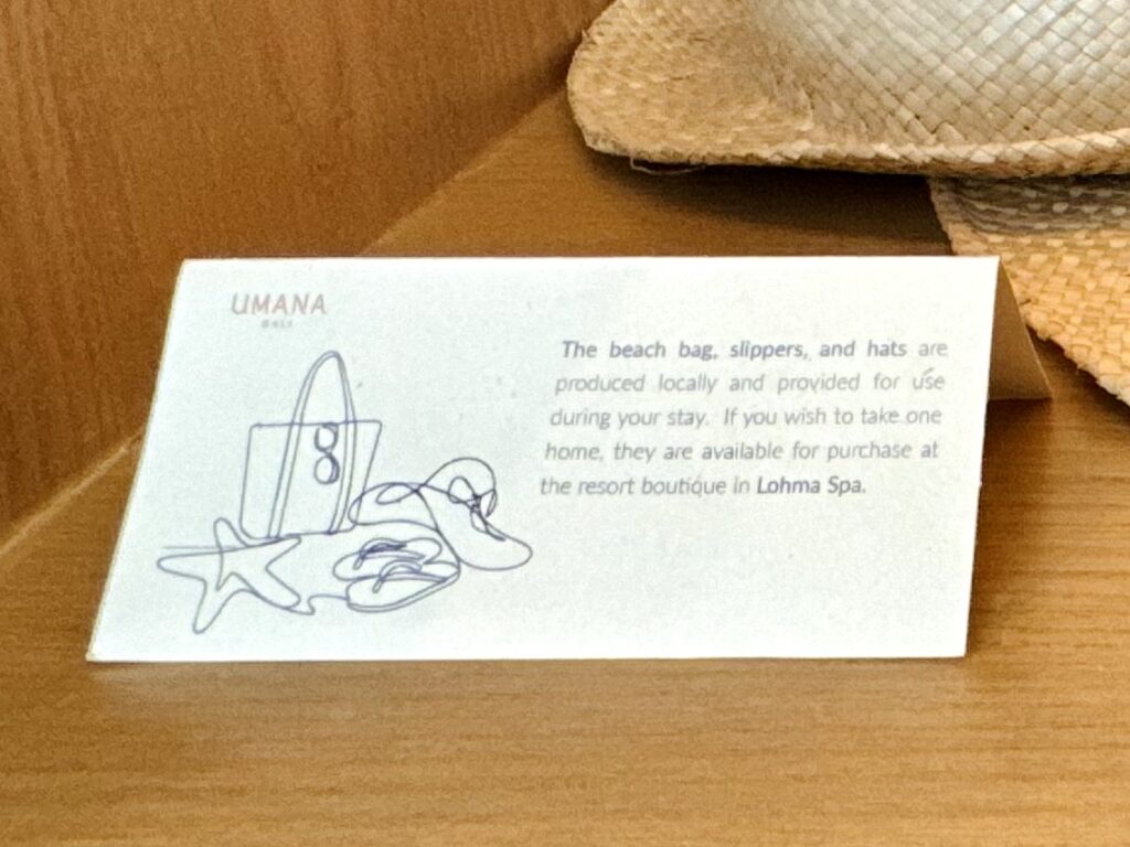 Umana Bali(ウマナバリ)LXR 客室 アメニティに関するお知らせ