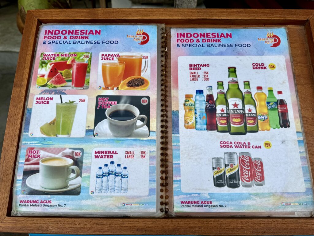 バリ島 メラスティビーチ ローカル屋台 ワルン メニュー