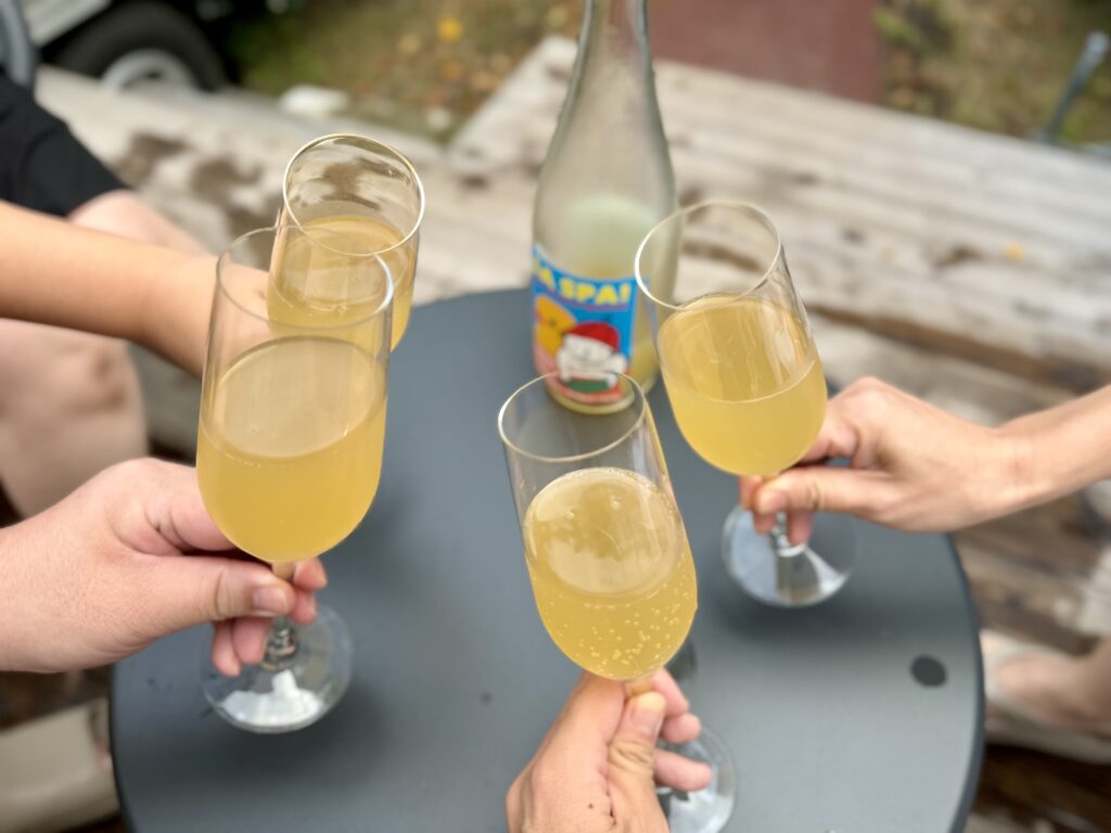 BLANC FUJI サウナ後 スパークリングで乾杯