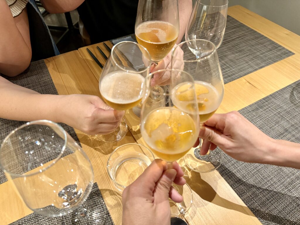 BLANC FUJI ディナー スパークリングで乾杯