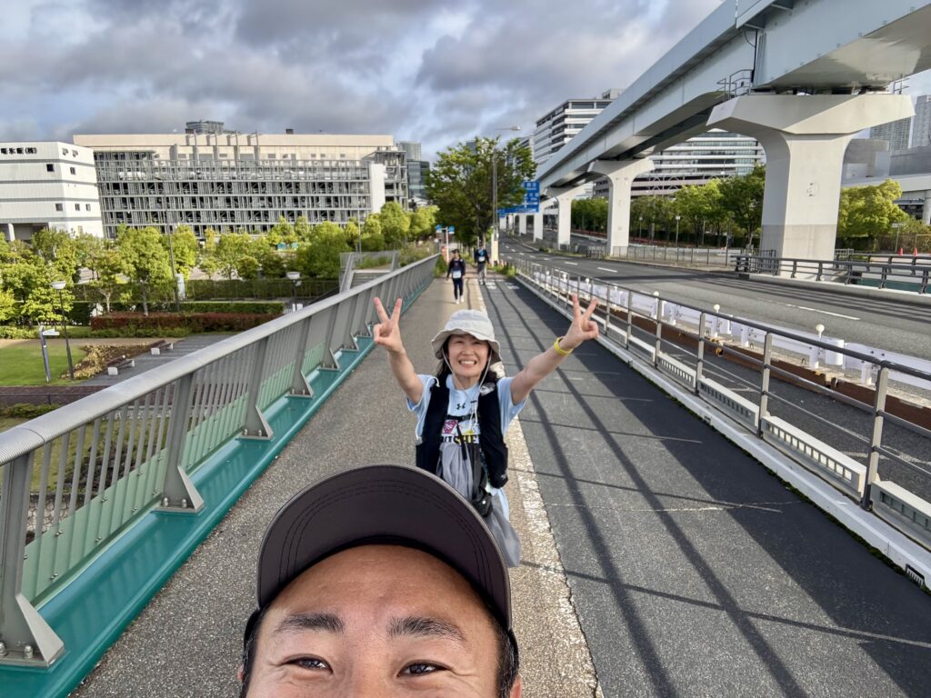 東京エクストリームウォーク100 ゴールまで1.1km 有明北橋
