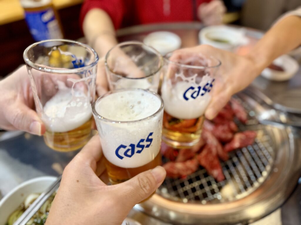 ソウル 明洞の新カルビで乾杯