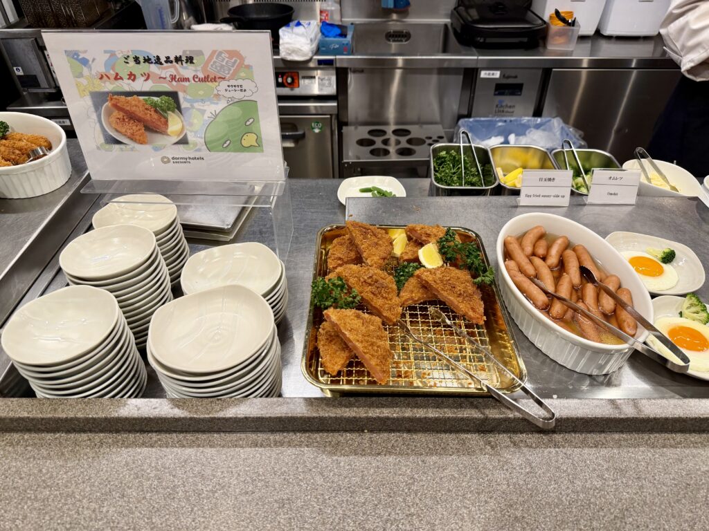 ドーミーイン東京八丁堀の朝食 ハムカツ