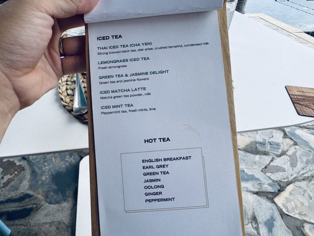 サムイ島のマラスカサムイ アラカルトメニュー アイスティー