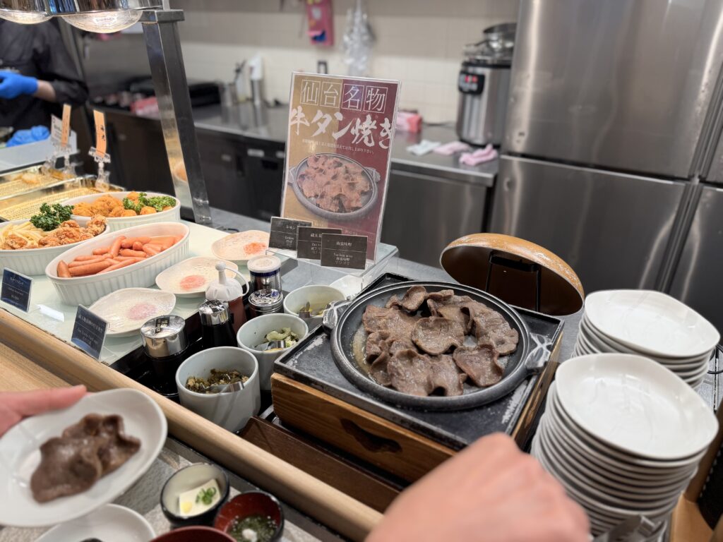御宿野乃仙台 朝食 仙台牛タン焼き