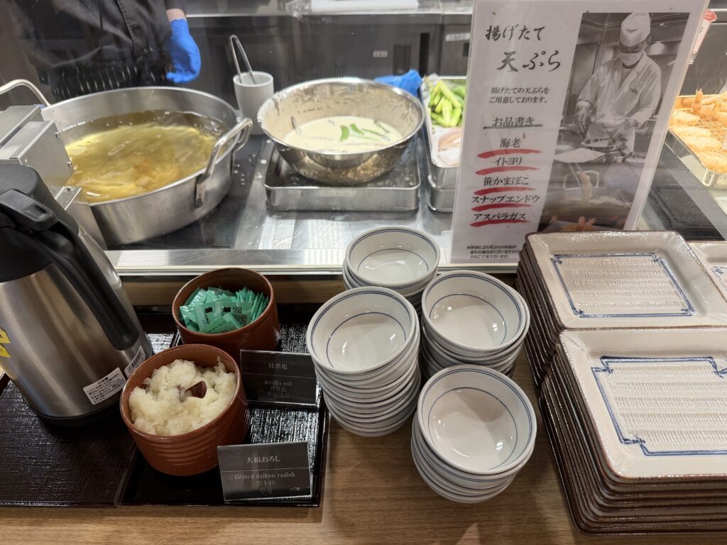 御宿野乃仙台 朝食 天ぷらの揚げ場