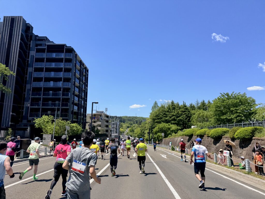 仙台国際ハーフマラソン 広瀬川への下り