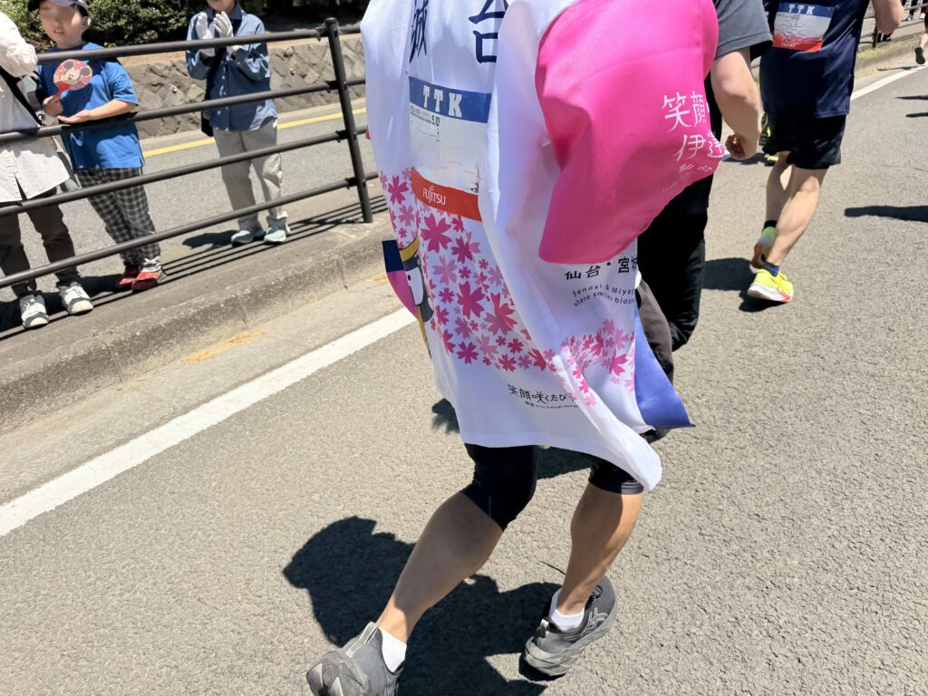 仙台国際ハーフマラソン むすび丸さまを発見