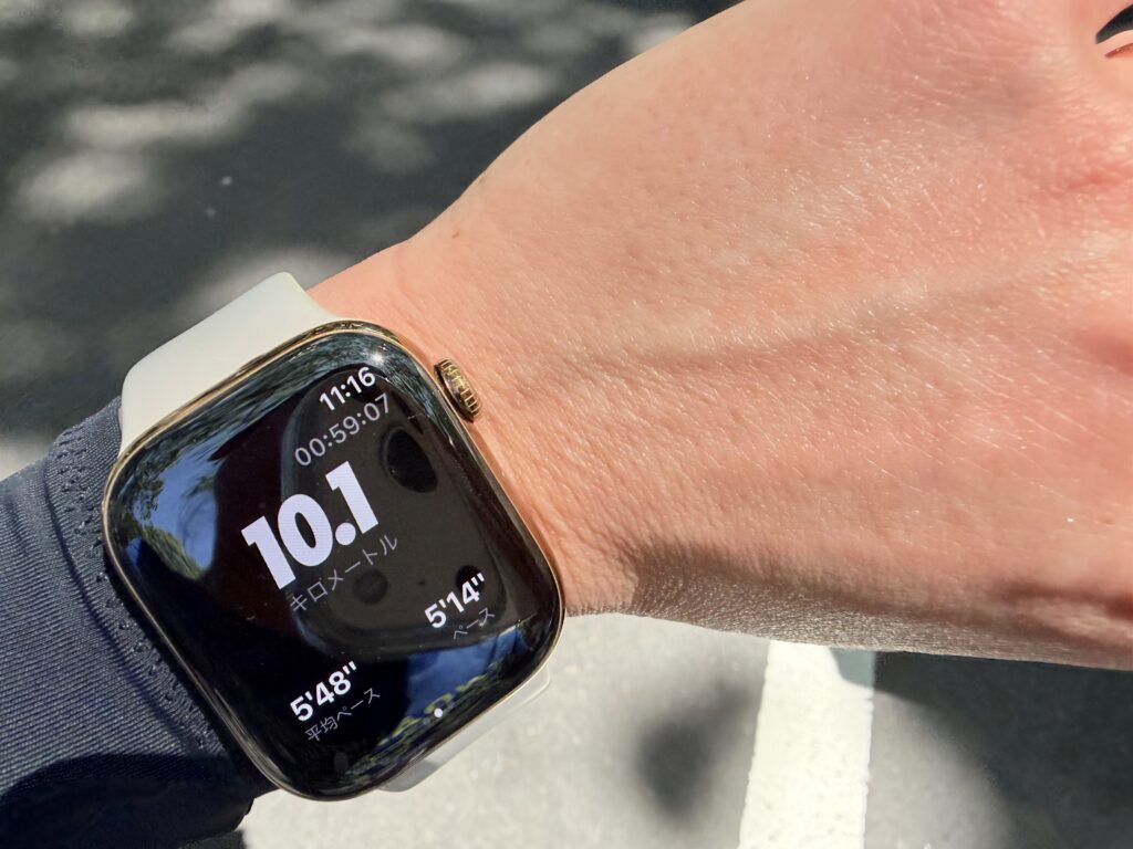仙台国際ハーフマラソン 10km地点のアップルウォッチ
